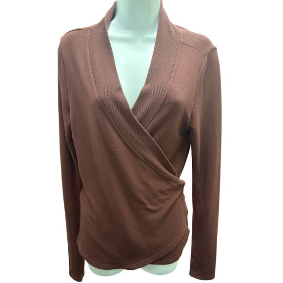 Athleta Black Retroterry Wrap Sweatshirt Women's Medium Long Sleeve Red Merlot - Picture 1 of 3